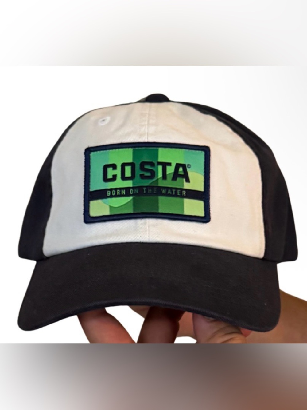 Costa Navy and White Traveler Twill Baseball Cap One Size Velcro Adjustable